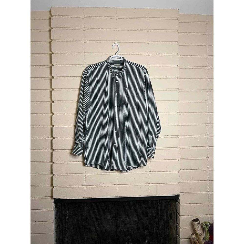 VINTAGE XXL Cutter & Buck Dress‎ Shirt Green & White Stripe